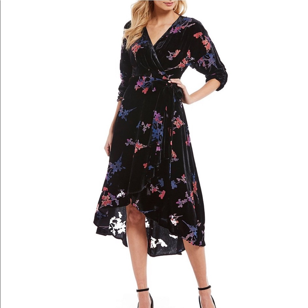 Eliza J Floral Velvet Hi Lo Dress